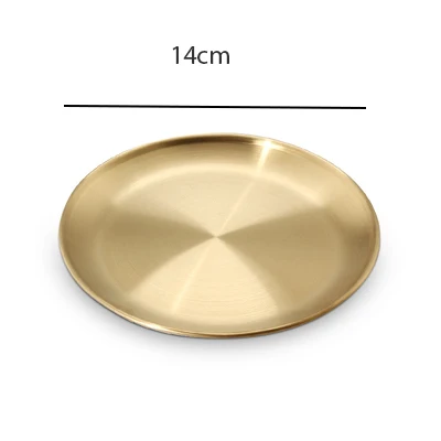 Golden Stainless Steel Tray Scandinavian Round Storage Tray Simple Snack Cake Display Metal Plate Photography Props - Цвет: 14cm