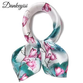 

DANKEYISI Real Silk Scarf Women Small Square Scarf Print Small Bag Ribbon Fashion Female Hair Ribbons Fashion Handbag Scarves