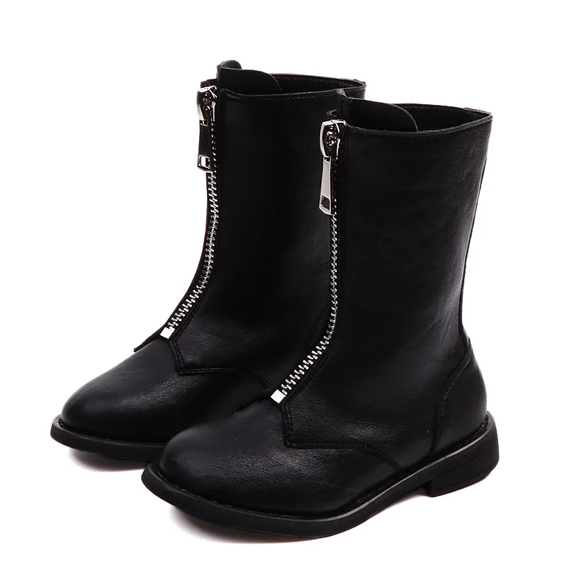 

Children's High Help Boots 2018 Autumn and Winter Girls Genuine Leather Boots Kids Mid-calf Winter Boots Girls Rubber Sole Shoes