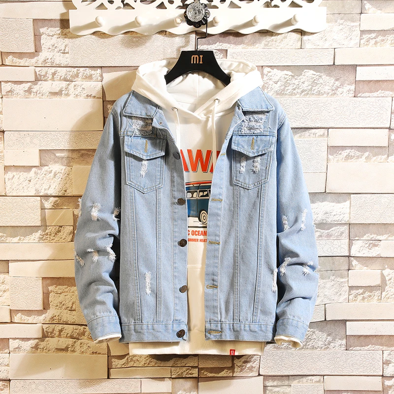 

Fashion New Denim Jacket Men's Solid Color Straight Slim Jacket Men's Cotton High Quality Casual Classic Denim Jacket