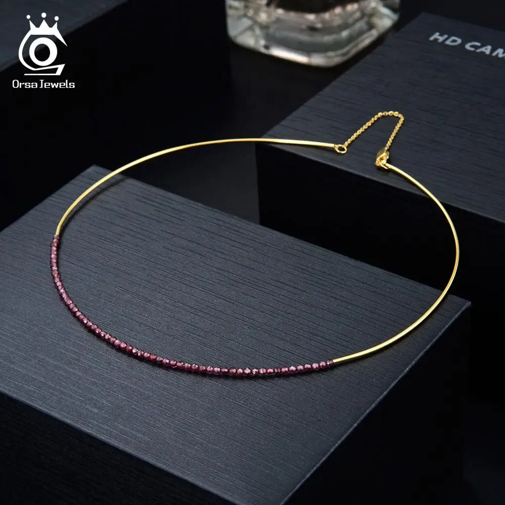 ORSA JEWELS Delicated колье из стерлингового серебра 925 пробы кулон из натурального камня 18 К Золотое ожерелье стильные тонкие ювелирные изделия SN158-R