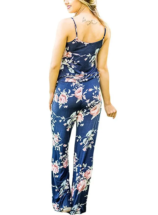 Sexy Sleeveless jumpsuit women long romper 2018 summer lady Fashion floral trousers beach jumpsuit coveralls sexy female frock