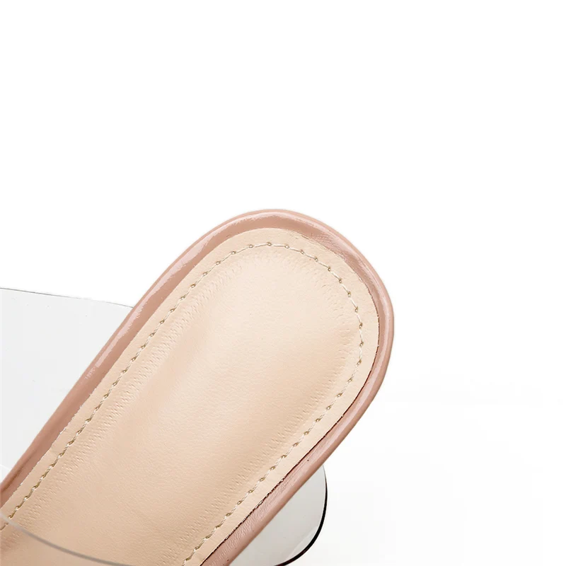Г., модные летние женские туфли без задника на высоком каблуке 11 см, украшенные кристаллами женские шлепанцы на прозрачном каблуке Роскошная обувь