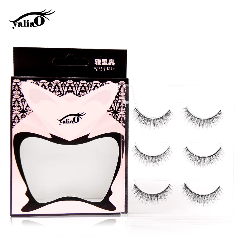 

YALIAO 3pairs Natural False Eyelashes Maquiagem Cilios Handmade Eyelash Thin Soft EyeLash Extension Makeup Tool For Beauty