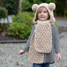 Милый подарок с медведями, Детские шарфы-повязки, теплые реквизиты для фотосессии, зимняя вязаная шерстяная шапка, шапка с медведем, шарф, вязаный костюм из двух предметов