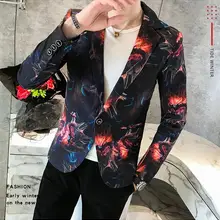 Мужские блейзеры, куртки, горячие золотые синие цветы, красные блейзеры с цветочным рисунком, мужские костюмы, тонкие свадебные костюмы для мужчин