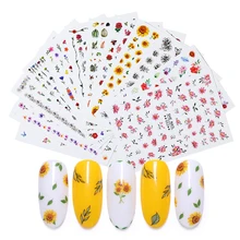 3D наклейки для ногтей, переводные наклейки, многоразмерные, черный, красный, розовый, цветы, наклейки s, украшение для ногтей, фольга для обертывания, инструменты