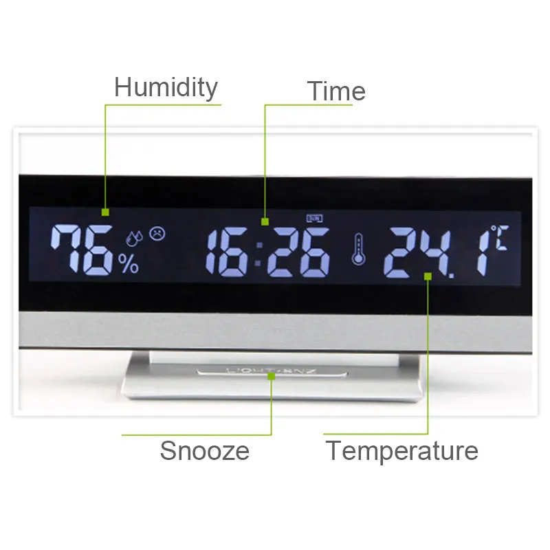  Home Digital LCD Big Large Screen LED Display Electronic Alarm Clock Desk Temperature Humidity Cloc