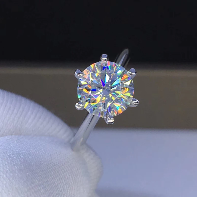 Роскошный Пасьянс 1CT CZ Диамант кольцо 925 пробы серебряные ювелирные изделия обручальные кольца для женщин обручение подарок