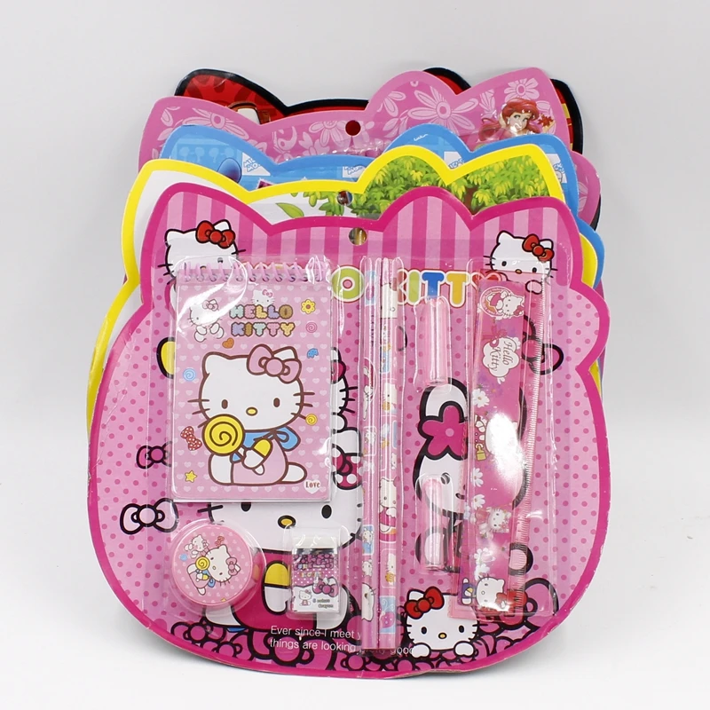 Cartoon Kawaii notebook Pencil Ruler Earser Sharpener 8 In 1 Stationery Set
