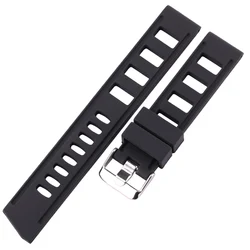 Waterproof Silicone Watch Band Strap in Vibrant Colors with Polished Buckle - 20mm (Black)