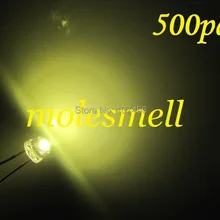 500 шт/партия! 5 мм соломенная шляпа теплый белый светодиодный(3000mcd) 5 мм светоизлучающий диод 5 мм прозрачный большой/широкоугольный светодиод