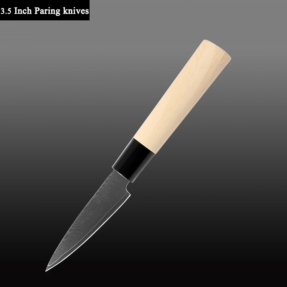 Нож шеф-повара XITUO Дамасская сталь японские суши лосось мастихин острый сантоку утилита Кливер домашняя кухня кухонные инструменты - Цвет: 3.5Inch Paring Knife