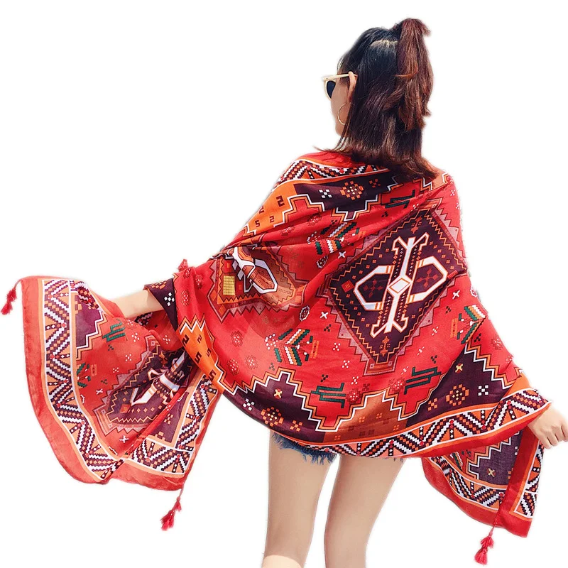 

2019 Fashion Summer Scarf For Women Scarf For Lady Viscose Shawl Tropical Print Scarf Head Luxury Brand Beach Scarves Hijab