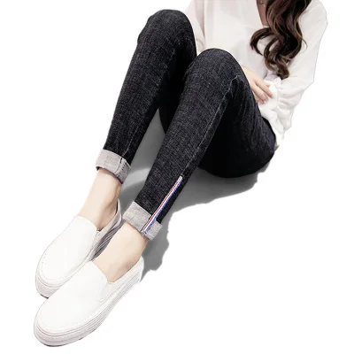 

2017 autumn plus hole denim pregnant jeans maternity pants clothes elastic pregnancy jeans for pregnant women clothing belly hig