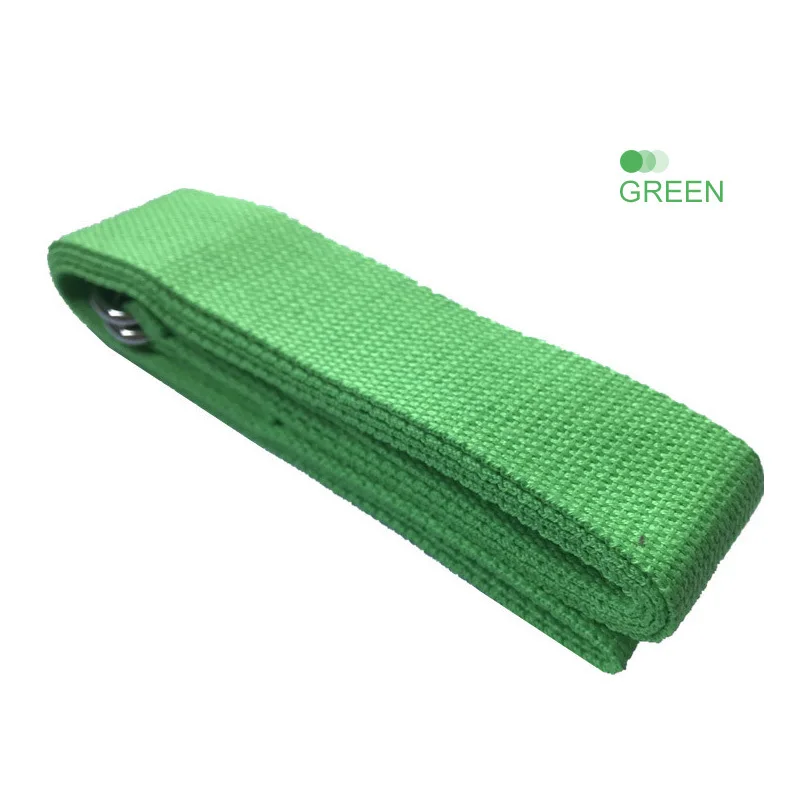 Регулируемый спортивный растягивающийся ремень с d-образными кольцами, для спортзала, талии, ног 183 см, хлопок, тренировочный растягивающийся пояс для фитнеса, йоги - Color: Green