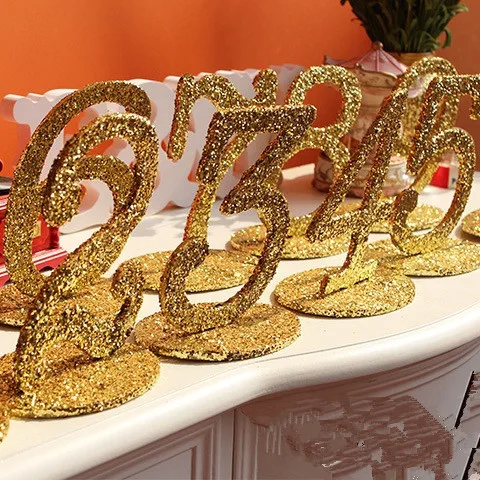 2016 Hand Made Gold Color New Design Wedding Table Number 0 9