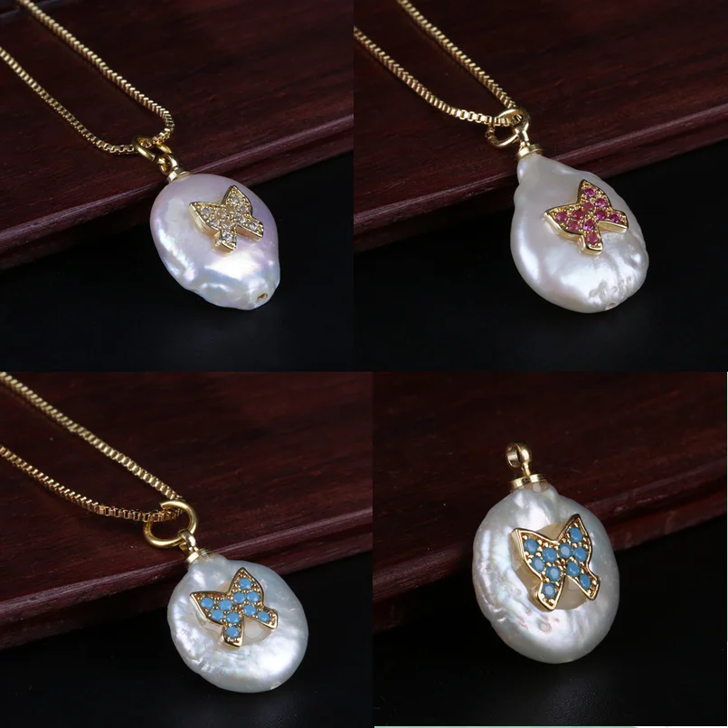 

blue pink white cz paved tiny gold tie knot charm coin freshwater pearl bead thin link chain pendant choker necklace for women