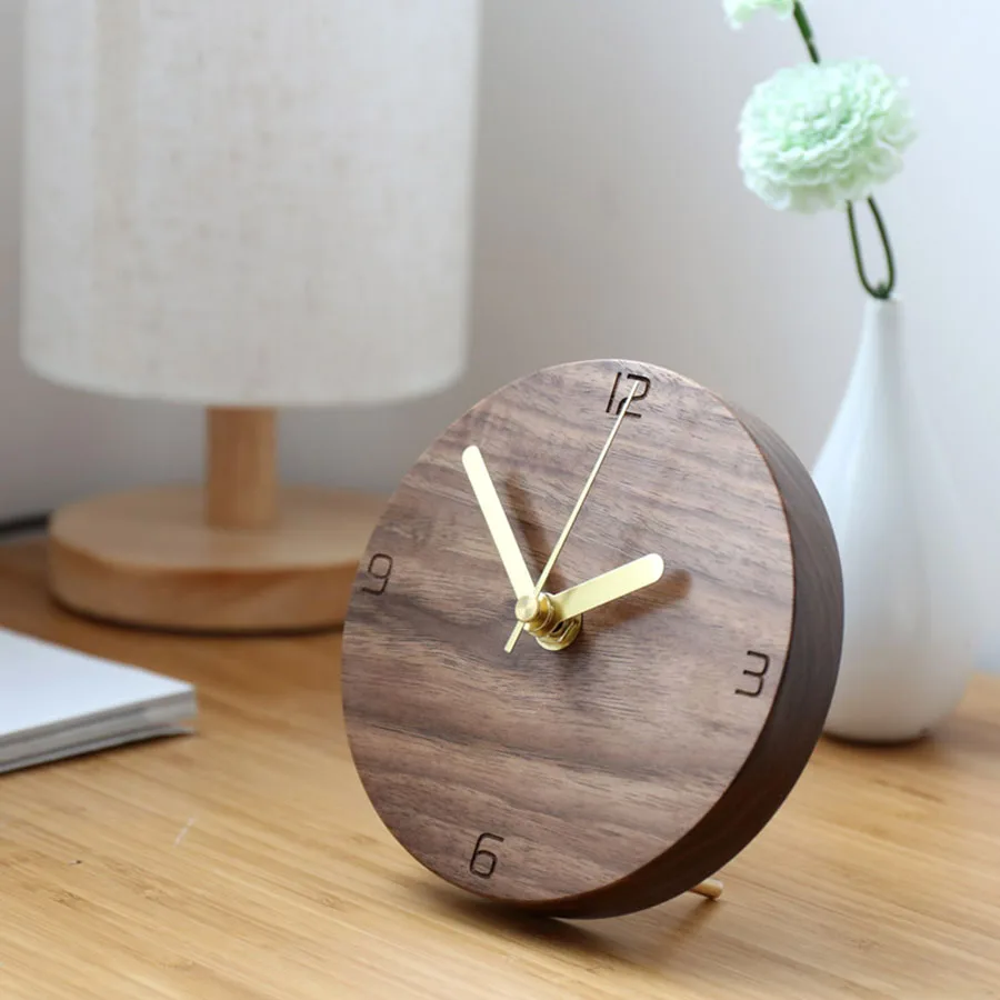 

Electronic Desk Clock Japanese Style Simple Clock Creative Design Mute Decorative Office Pendulum Clock Solid Wood Clock WZH030