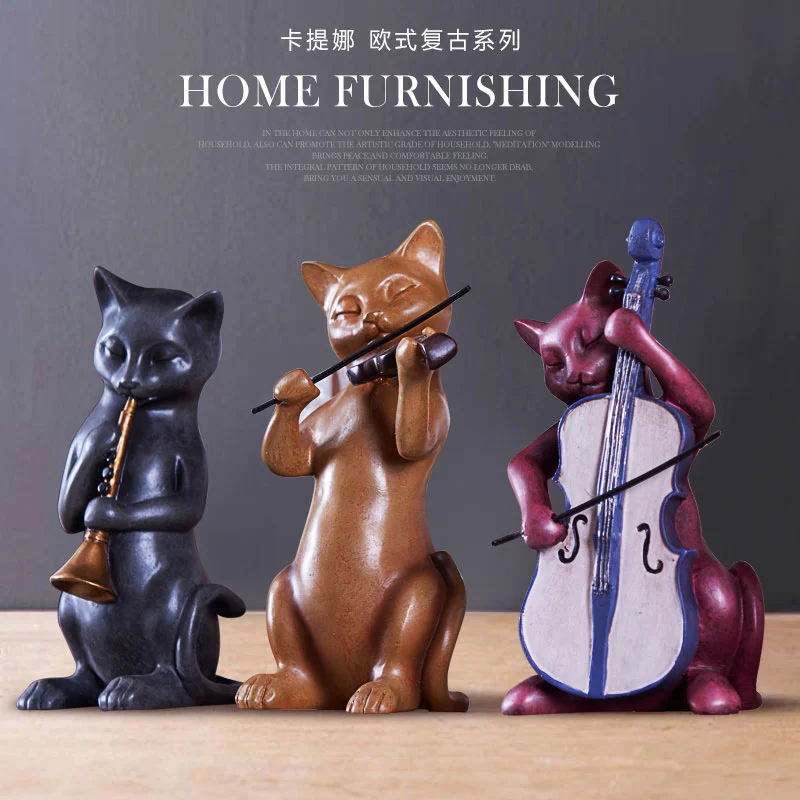 cheap Living room wine cabinet bookcase ornaments Creative American Home Decoration Hotel bedroom three cats decorating wedding gifts