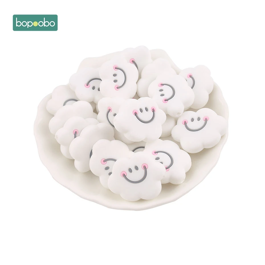 Bopoobo 10 шт. силиконовые Четки Для режущихся зубов мини облако бусины Детские принадлежности для кормления смайлик облако бусины