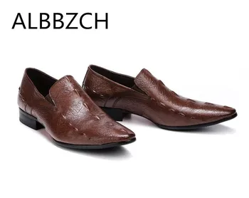 

Genuine Leather Dress Men Shoes Trend Pointed Toe Busines Work Shoes Crocodile Pattern Big Yards Slip on Man Shoes Size 37-46