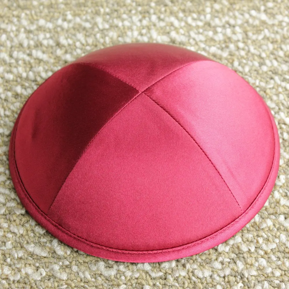 Темно-красный цвет сатин kippot еврейский Yarmulke Kippah Kippot 17 см череп шапки | Аксессуары