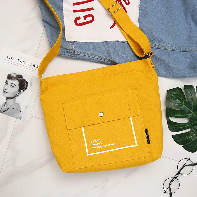 

Fashion Simple Basic Solid Color Women Canvas Handbags Messenger Bags 2019 New Female Students School Bags Shoulder Bags
