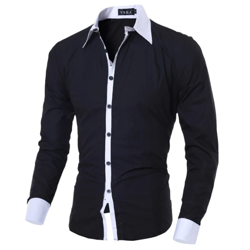 

Men Shirt 2018 Spring New Brand Fit Solid Color fashion Shirt Male Long Sleeves Casual Shirt Camisa Masculina XXL