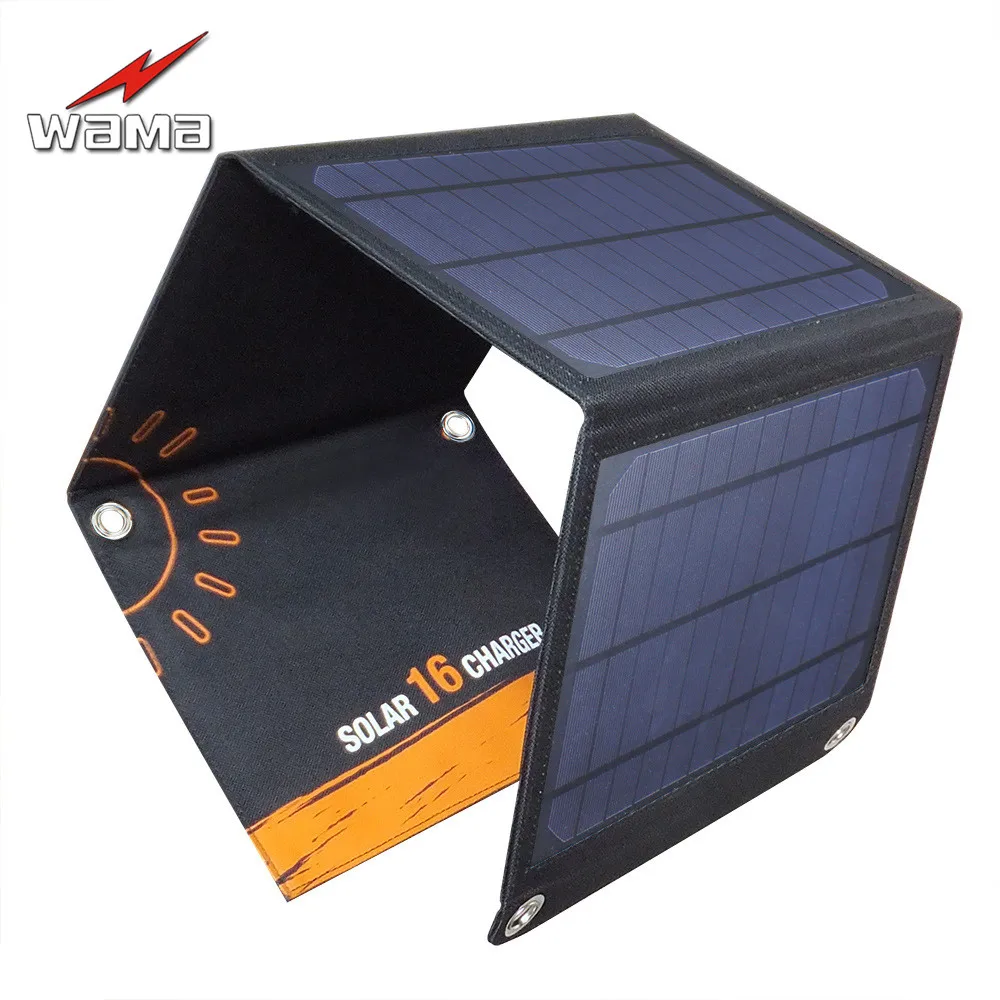 1x Wama 16W PET зарядное устройство с солнечными панелями для мобильных телефонов 18650