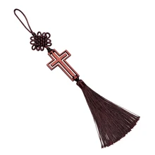 LEEPEE полый крест кисточка христианский деревянный крест украшение автомобиля зеркало заднего вида висячие украшения украшение автомобиля