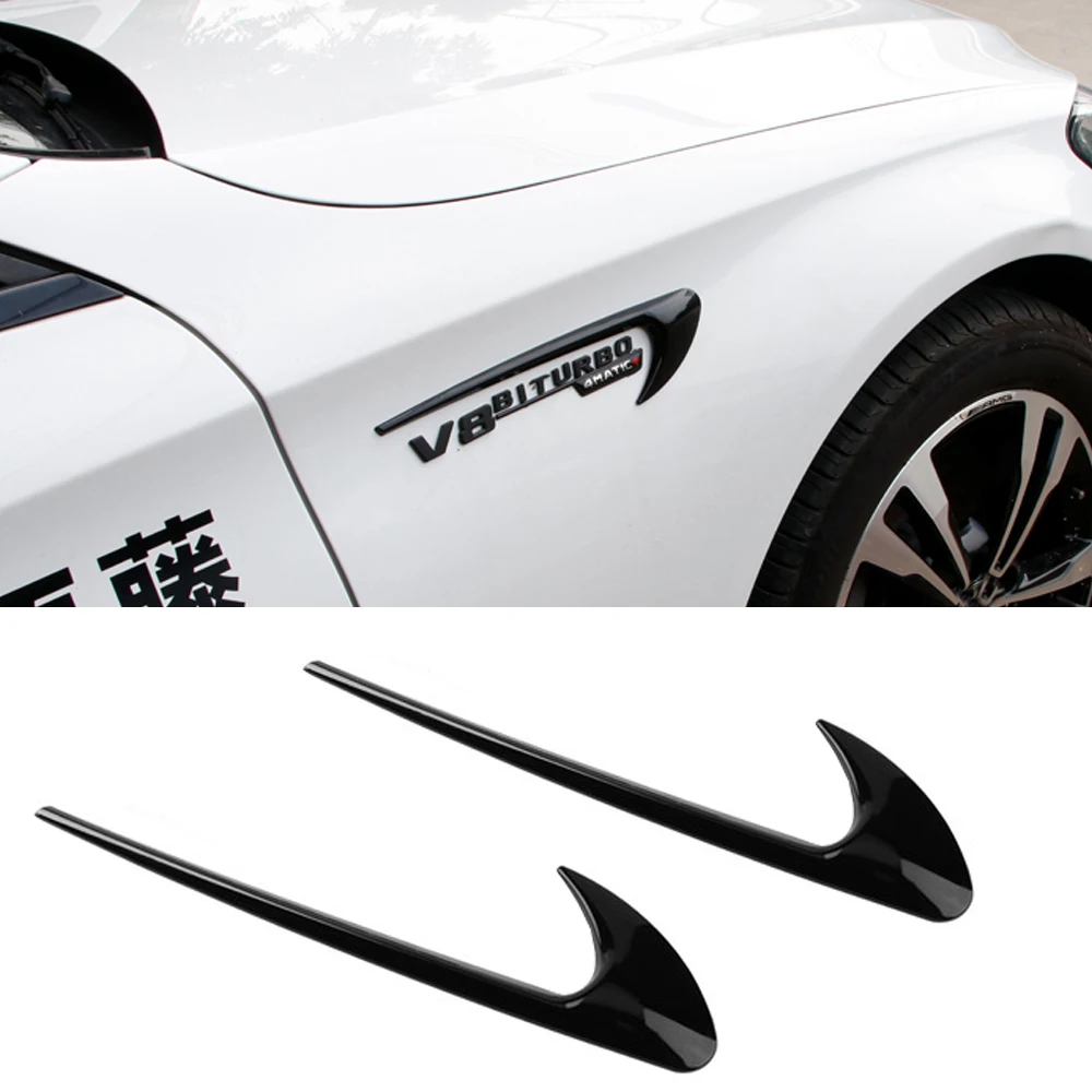 

2PCS Auto Car Side Fender Sticker Decor For Mercedes Accessories V8 BITURBO 4 MATIC W202 W207 W176 W163 W212 W211 W205 CLA CLS