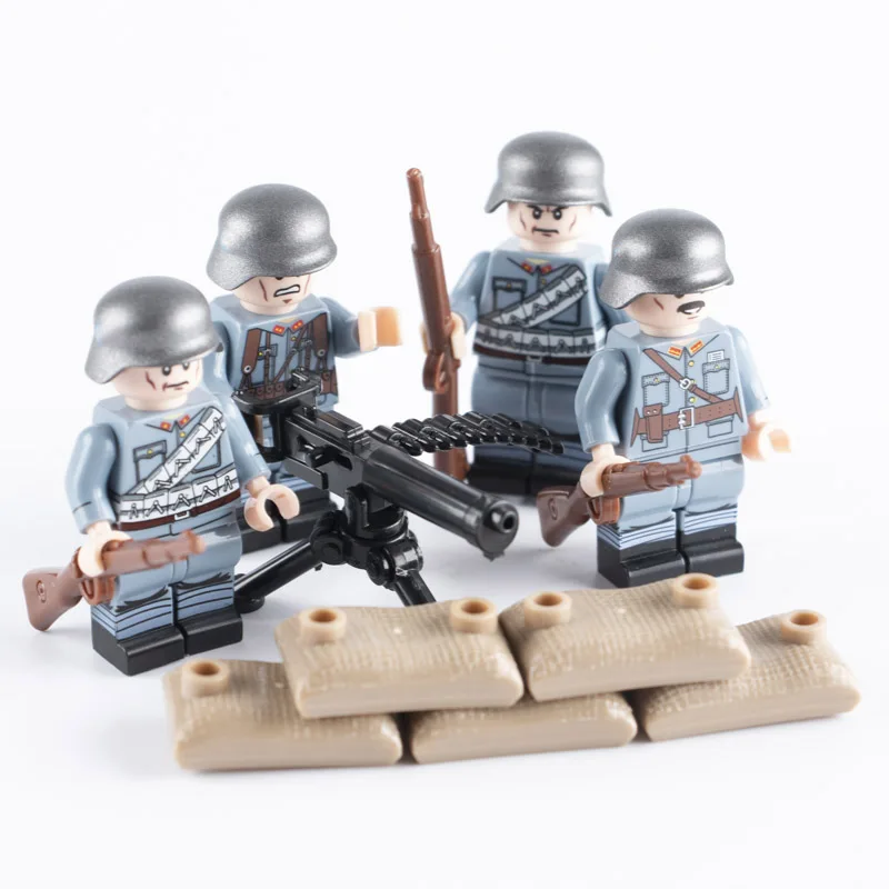 

WW2 Military Chinese Soldier Figures Blocks toys Germany Army Helmet Weapon Infantry Gun building blocks Brick toys for children