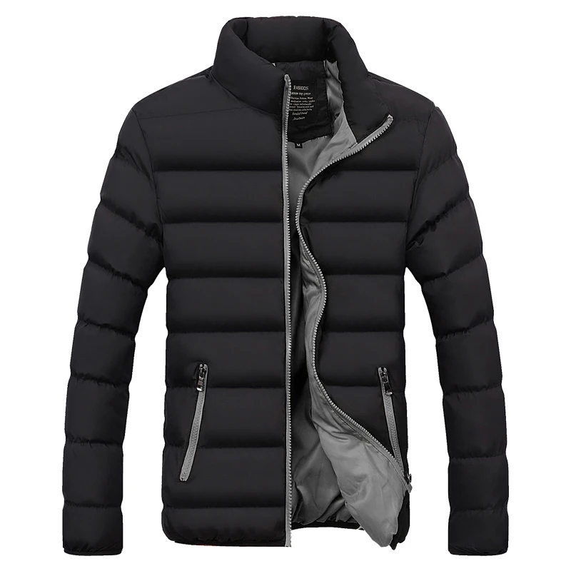 С бесплатным подарком, Мужская парка, зимняя куртка, пальто с хлопковой подкладкой, Мужская ветрозащитная Толстая теплая брендовая одежда, мужские пуховики 1924 - Цвет: BlackGrey