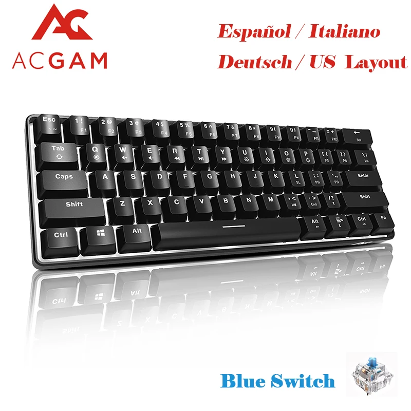 

ACGAM AG6X Gaming Wired Mechanical Keyboard Full Keys Programmable Gaming Keyboard with White Backlight 63 Keys Spanish Layout