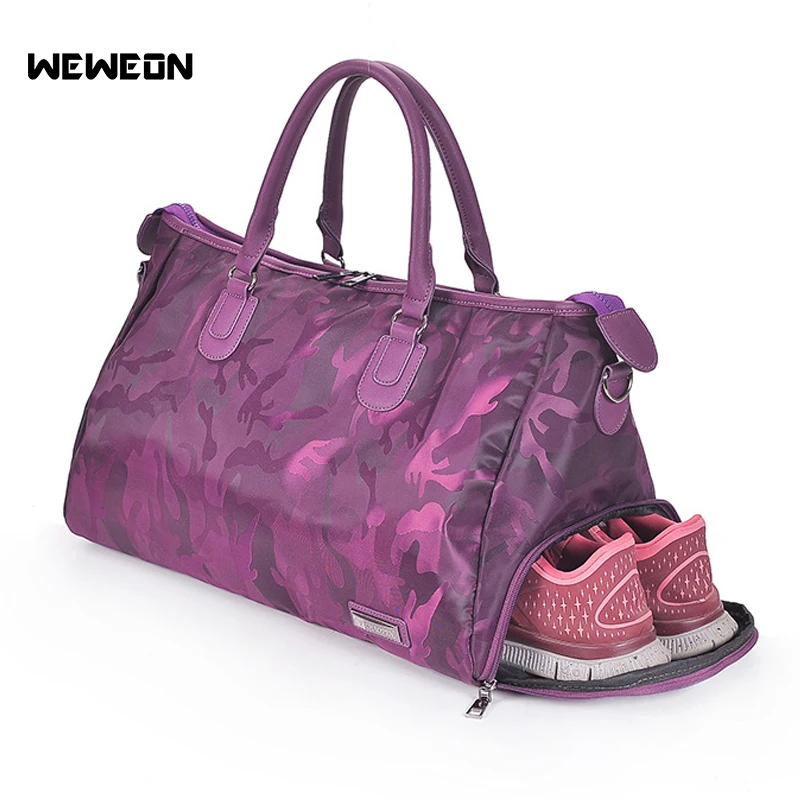 Women's Purple Camouflage Sport Gym Bags For Fitness Men Waterproof