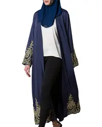 Новые модные женские туфли мусульманская одежда кардиган Кружево колокол одежда с длинным рукавом спереди открытым поясом длинные