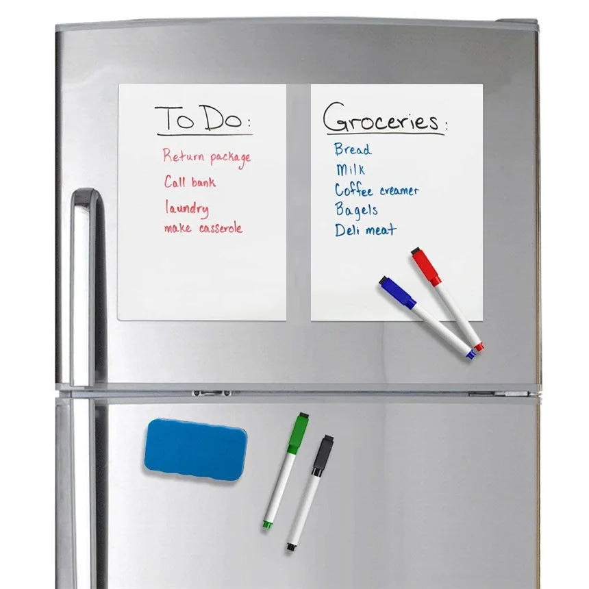 A5 Slotted Magnetic Whiteboard Fridge Family Office Memo Message Reminder 2Pens 