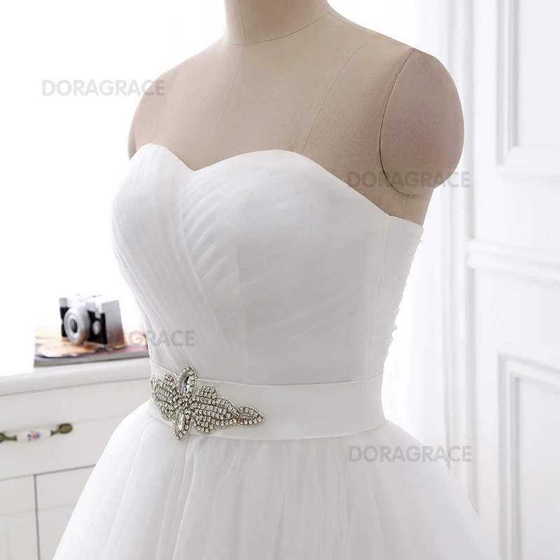 Doragrace vestidos de novia в наличии возлюбленная безрукий Тюль свадебное платье невесты