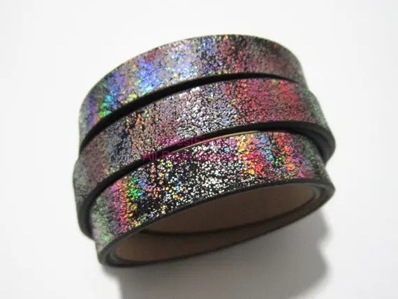 

10x2mm Starry sky break leather cord 10mm Flat leather cord