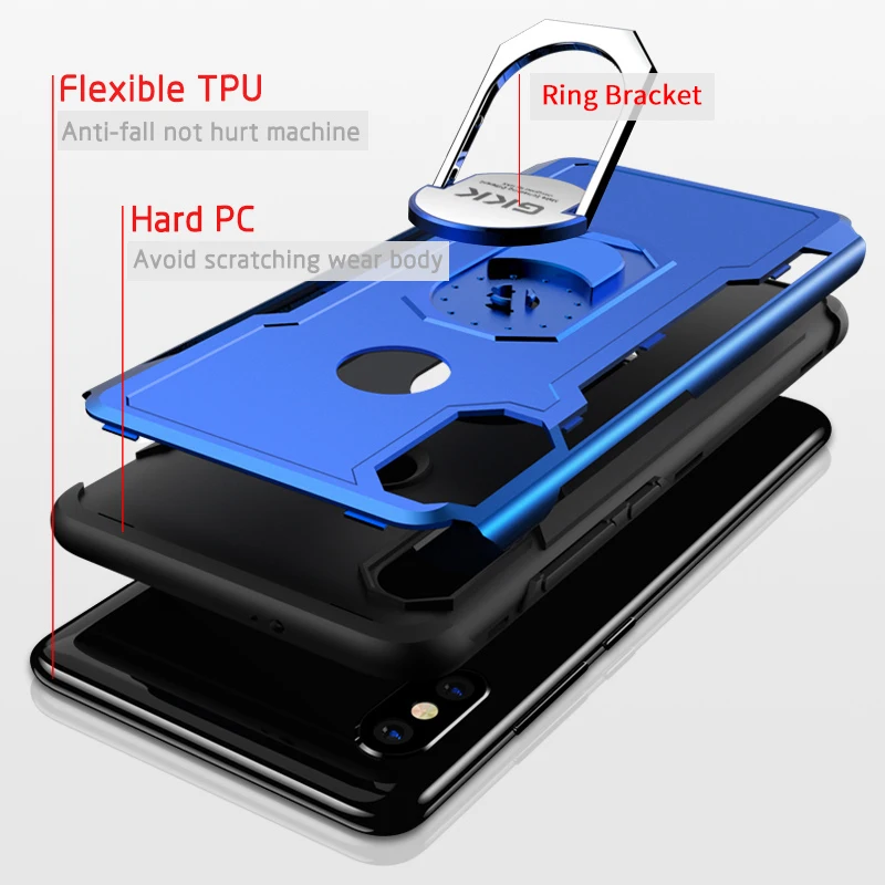 

Case for Xiaomi Redmi Note 6 Case With Finger Ring Hard PC + Soft TPU Edge Colorful for Redmi Note 6 Pro Cover Funda Note 6