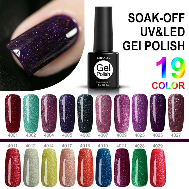 

Paraness Rainbow Neon UV Gel Nail Polish UV Led Glue Nails Art Glitter Lucky Set Gel Polish Permanent Gel Varnishes Decorations