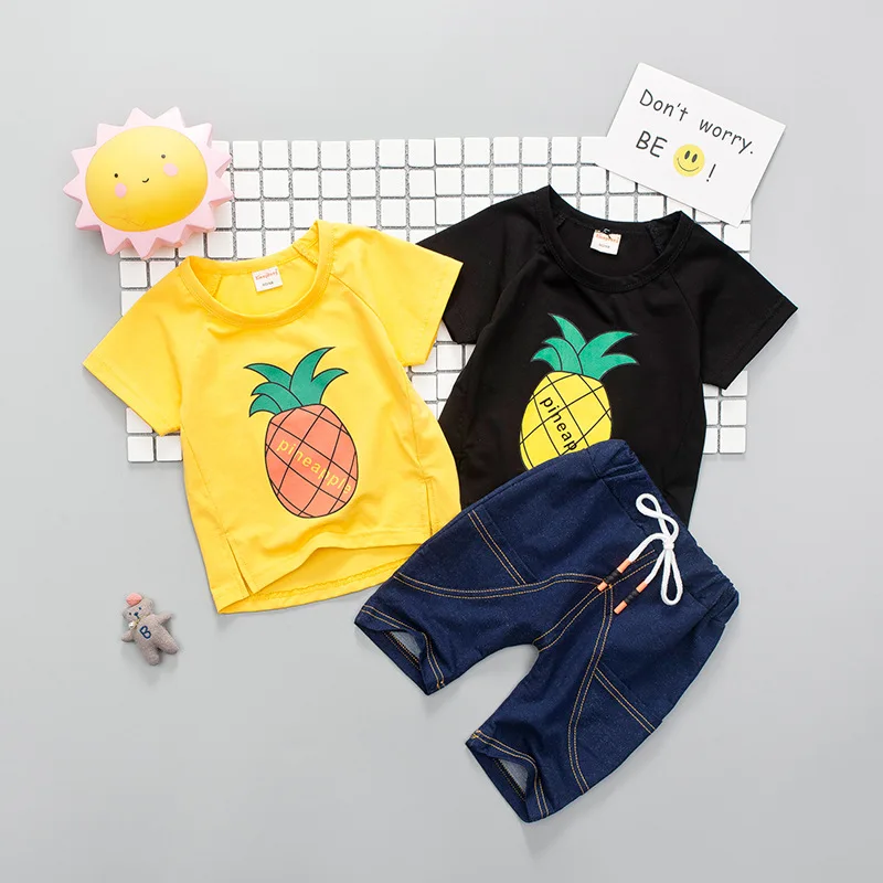 Baby boys summer clothing set toddler cotton T shirt+pants newborn baby