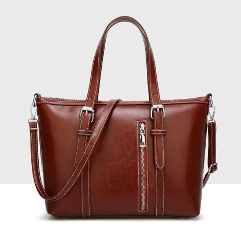 womens tote bags with zipper Women Handbags Pu Leather Front Zipper Top handle Tote Bags Vintage Large Capacity Shoulder Bag ...