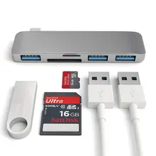 Mosible Thunderbolt 3 адаптер для usb-концентратора типа C с устройство для чтения карт SD TF слот 3,0 Порты и разъёмы 5-в-1 для MacBook Pro/Air Тип-C