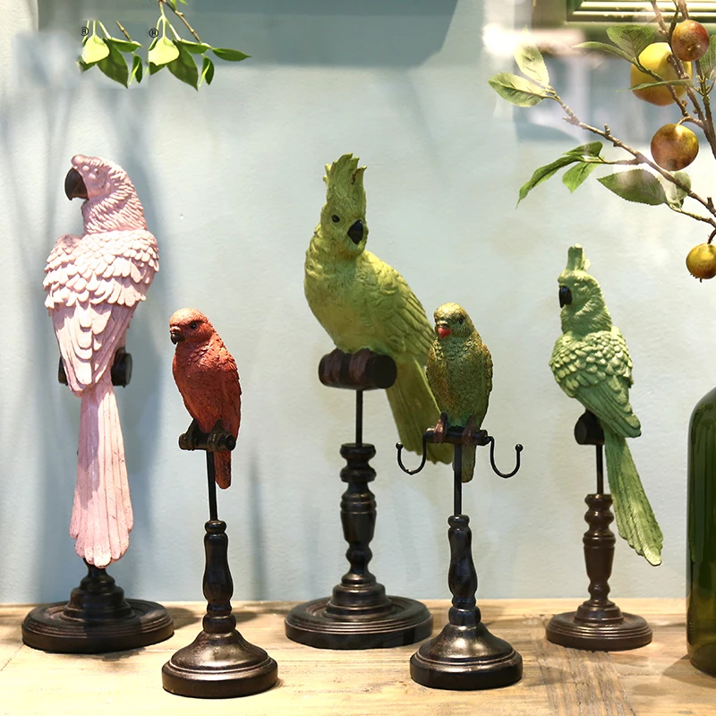 

American simulation parrot desktop decoration ornaments modern minimalist handmade resin home decoration ornaments