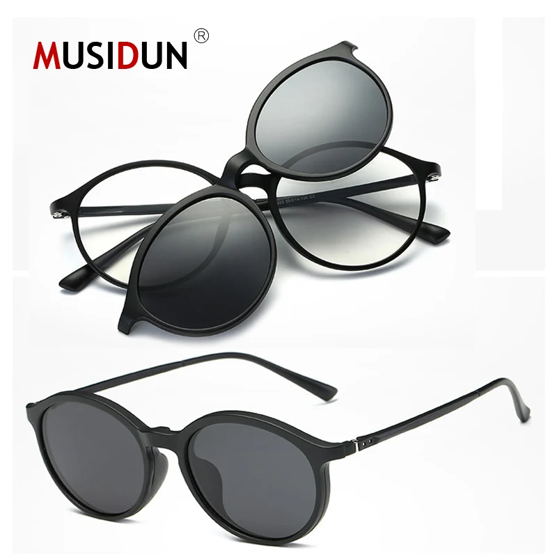 

Fashion Sungllasses Men Women Optical Clip On Magnets Polarized Sun glasses Male TR90 Myopia Glasses Spectacle Frame Q011