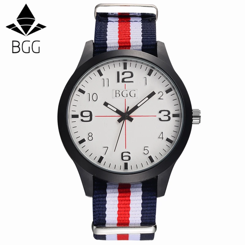 

BGG brand men Casual Watch Luxury Mens Nylon Strap Wristwatch Men's Quartz Popular Sports Watch relogio masculino drop shipping