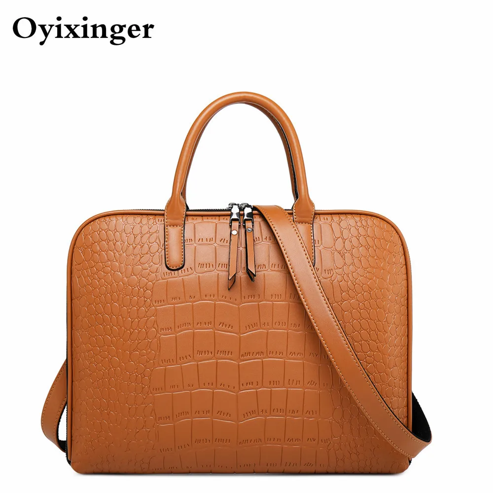 New Girls Shoulder Office Laptop Bags For Women Leather Business Briefcase Woman Laptop Handbag 13" 14" 15 Inch For Macbook Air - Цвет: Brown