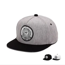 Classic 5 panels cotton snapback 3d god eyes plastic patch mens flat brim baseball cap hip hop hat and cap for men and women